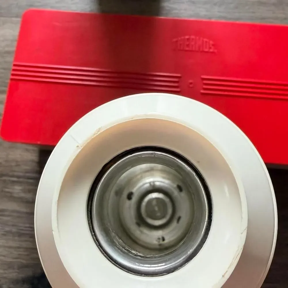 Vintage red plaid thermos lunchbox